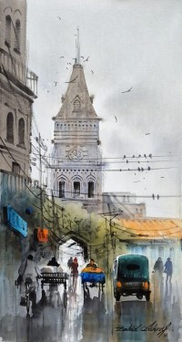 Zahid Ashraf, 12 x 24 inch, Acrylic on Canvas, Cityscape Painting, AC-ZHA-157